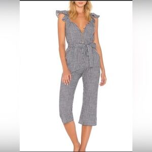 For Love & Lemons Gingham Ruffle Jumpsuit | Retro Romance One-Piece | Size Small